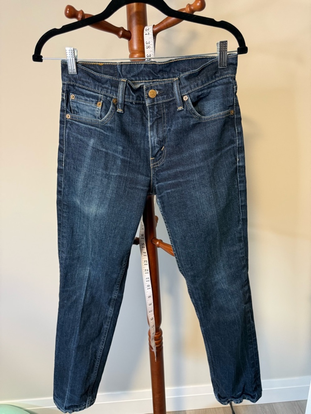 Levi's Dark Blue Cropped Straight Jeans